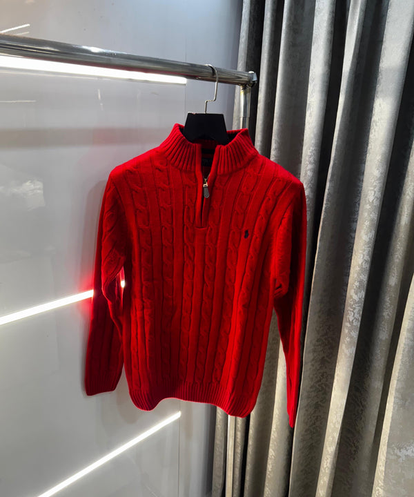 Ralph  Lauren Red Embroidery Logo Imported Knitted Pull Over