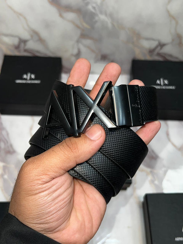 A...x ARmAN! EXCHANGE PREMIUM QUALITY REVERSEABLE BELT WITH OG BOX AX-117
