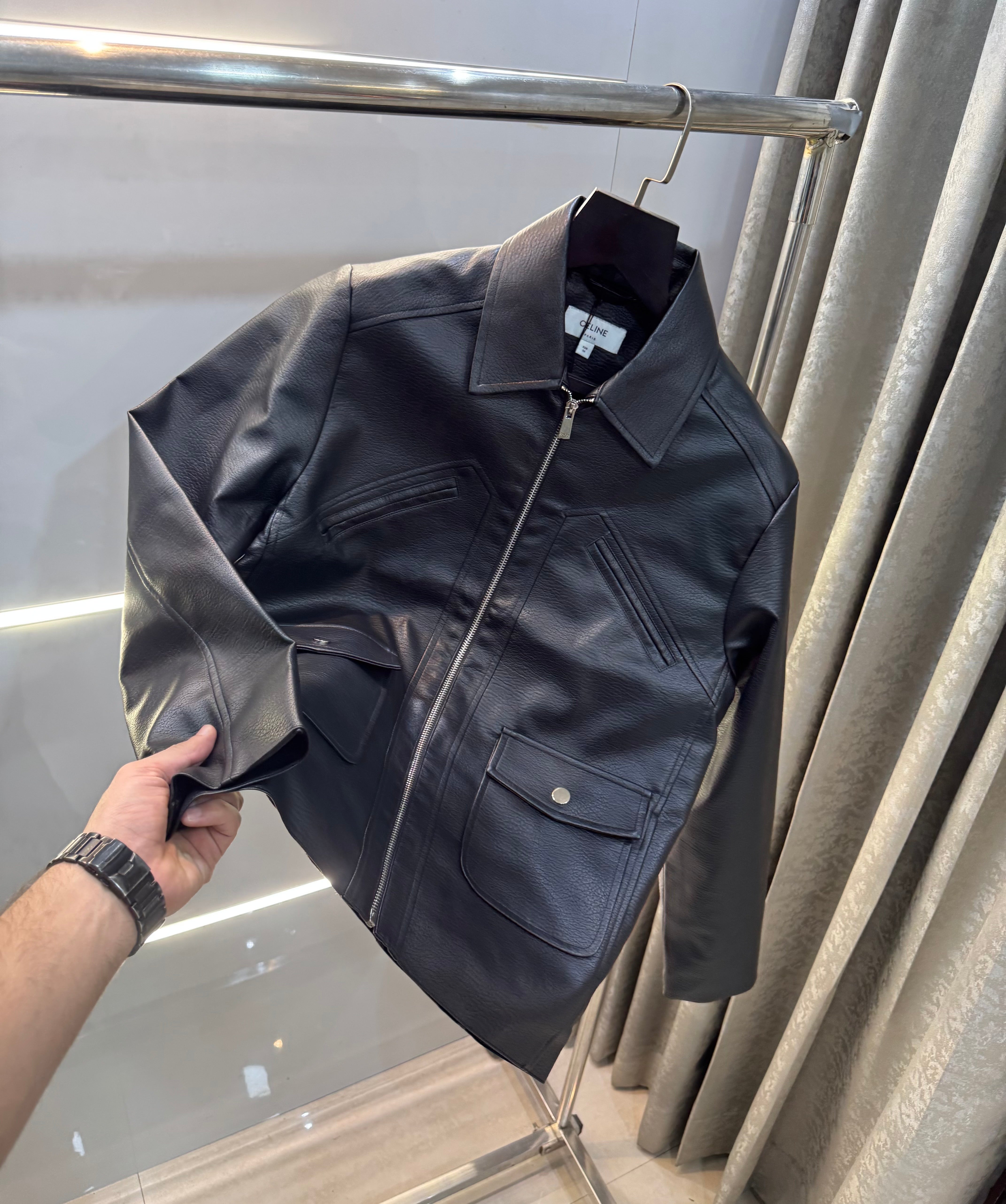 Celin e Black Imported Premium Leather Jacket Main image