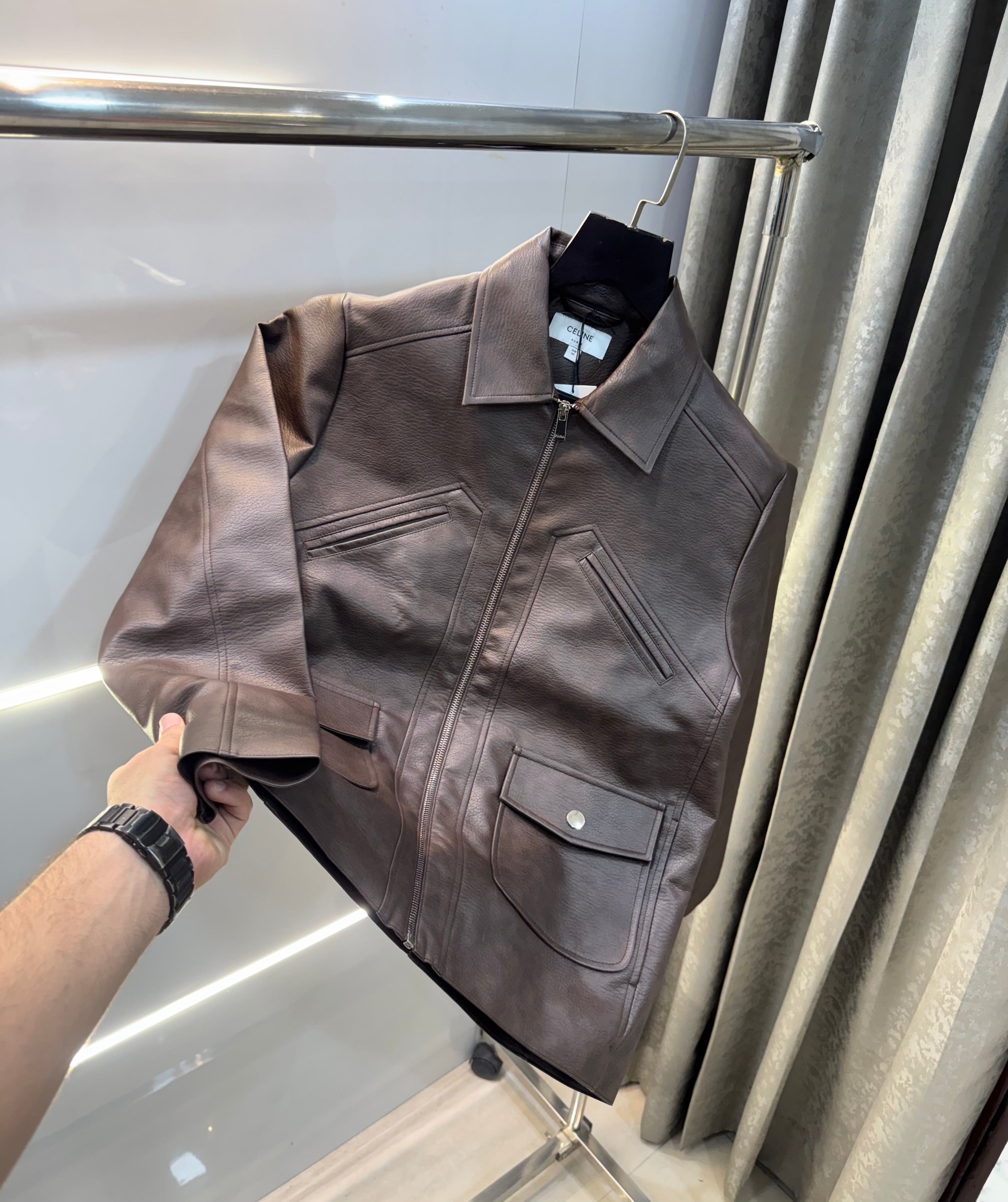Celin e Brown Imported Premium Leather Jacket