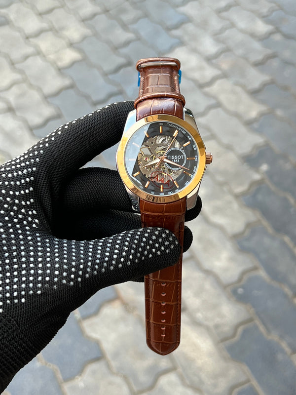 Tissot 1853 Automatic Skeleton Brown Gold