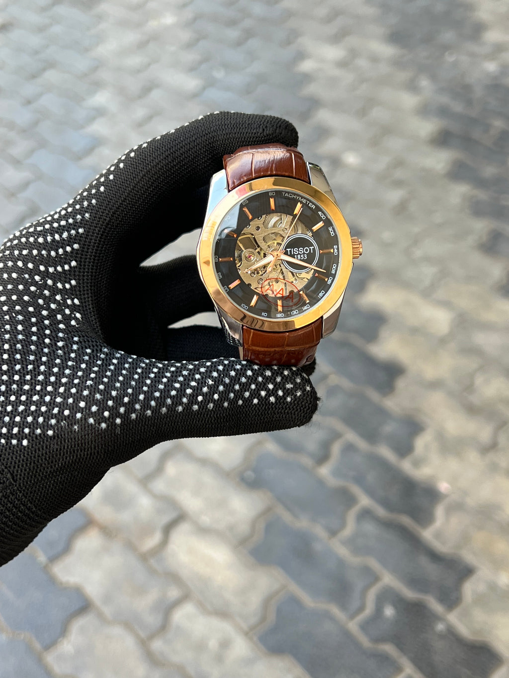 Tissot 1853 Automatic Skeleton Brown Gold