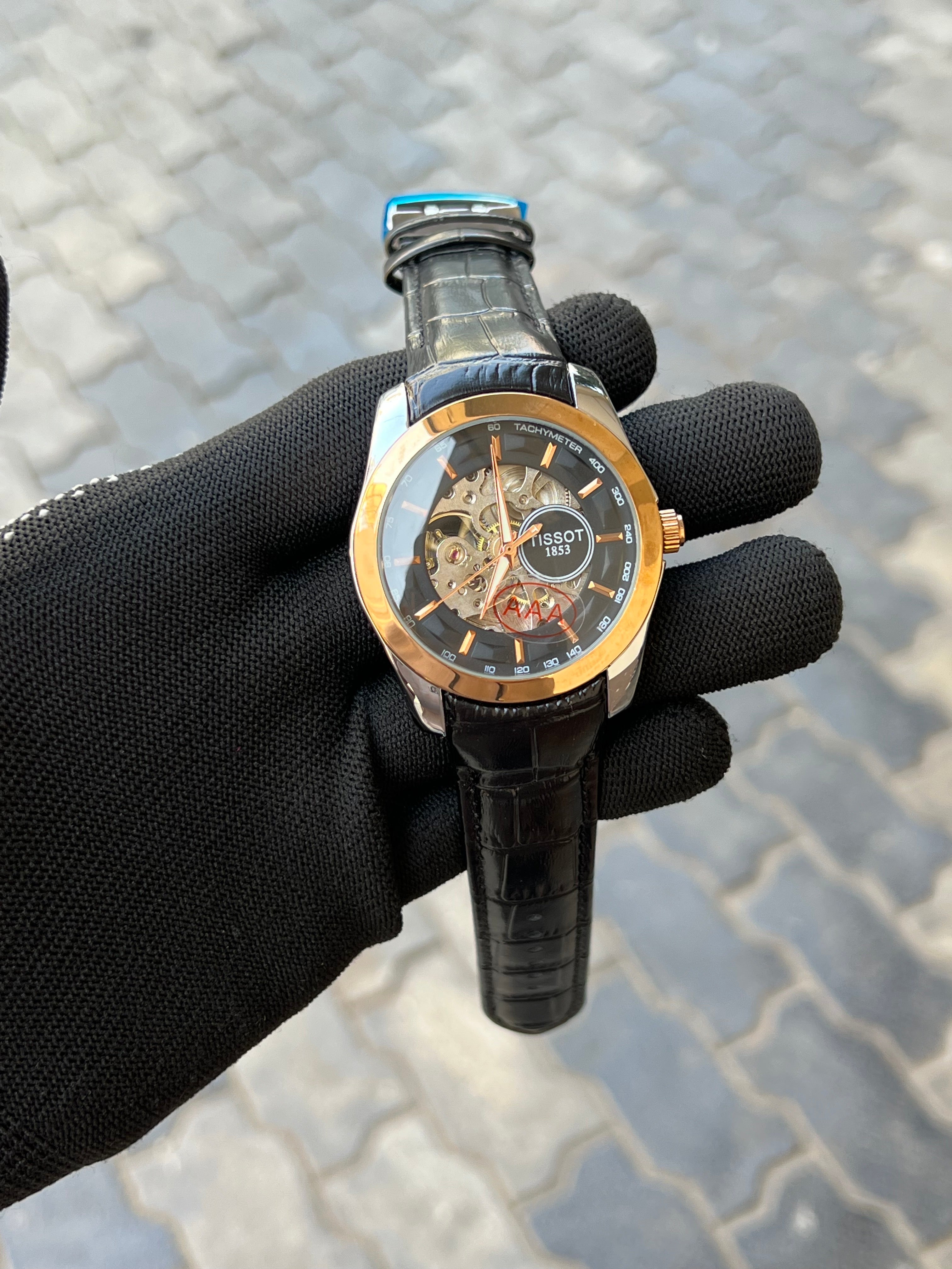 Tissot 1853 Automatic Skeleton Black Gold