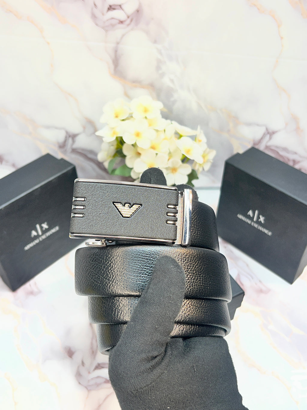 AX ARMANI EXCHANGE PREMIUM QUALITY IMPORTED AUTOLOCK BELT WITH OG BOX AX-507