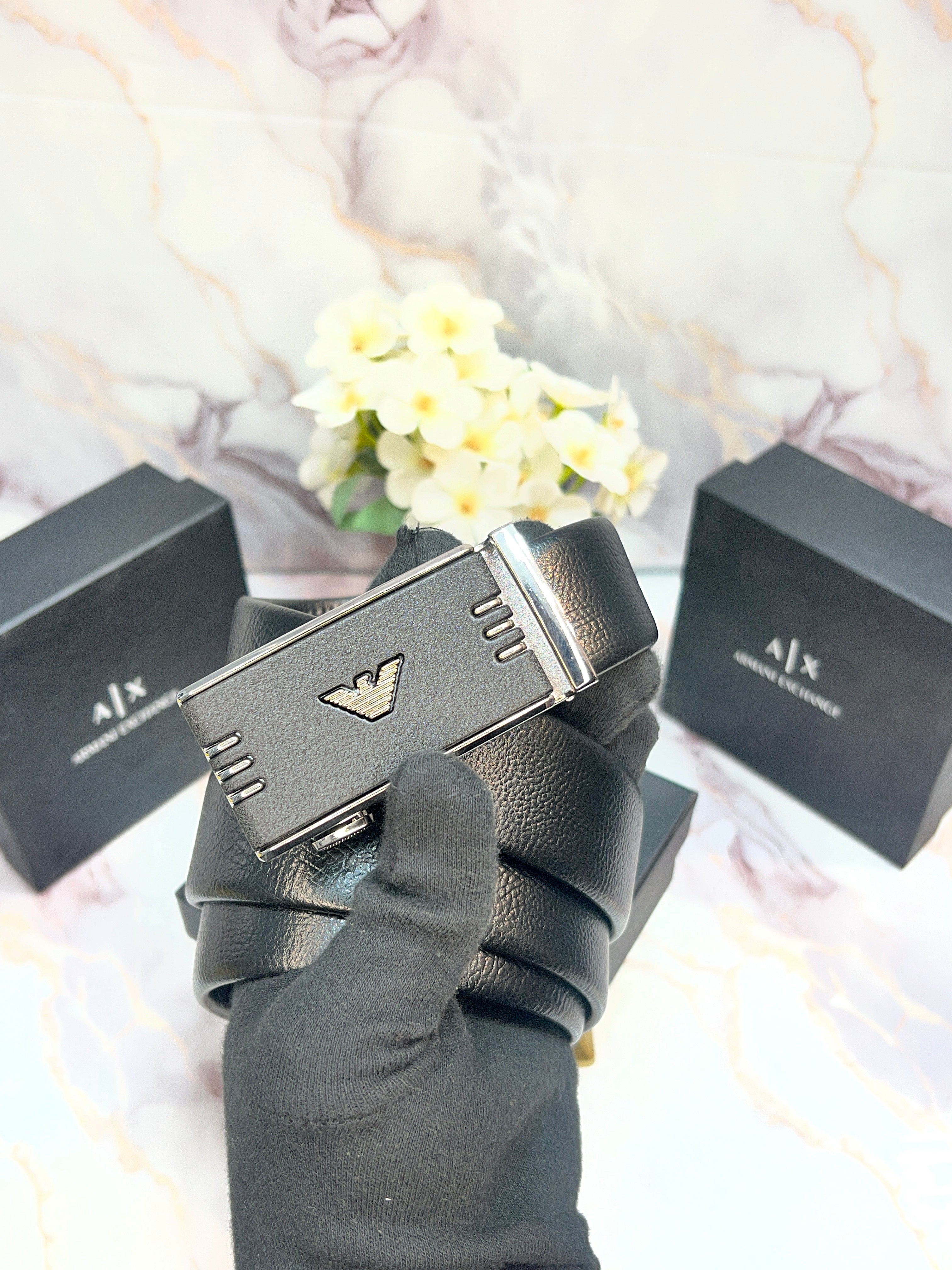 AX ARMANI EXCHANGE PREMIUM QUALITY IMPORTED AUTOLOCK BELT WITH OG BOX AX-507