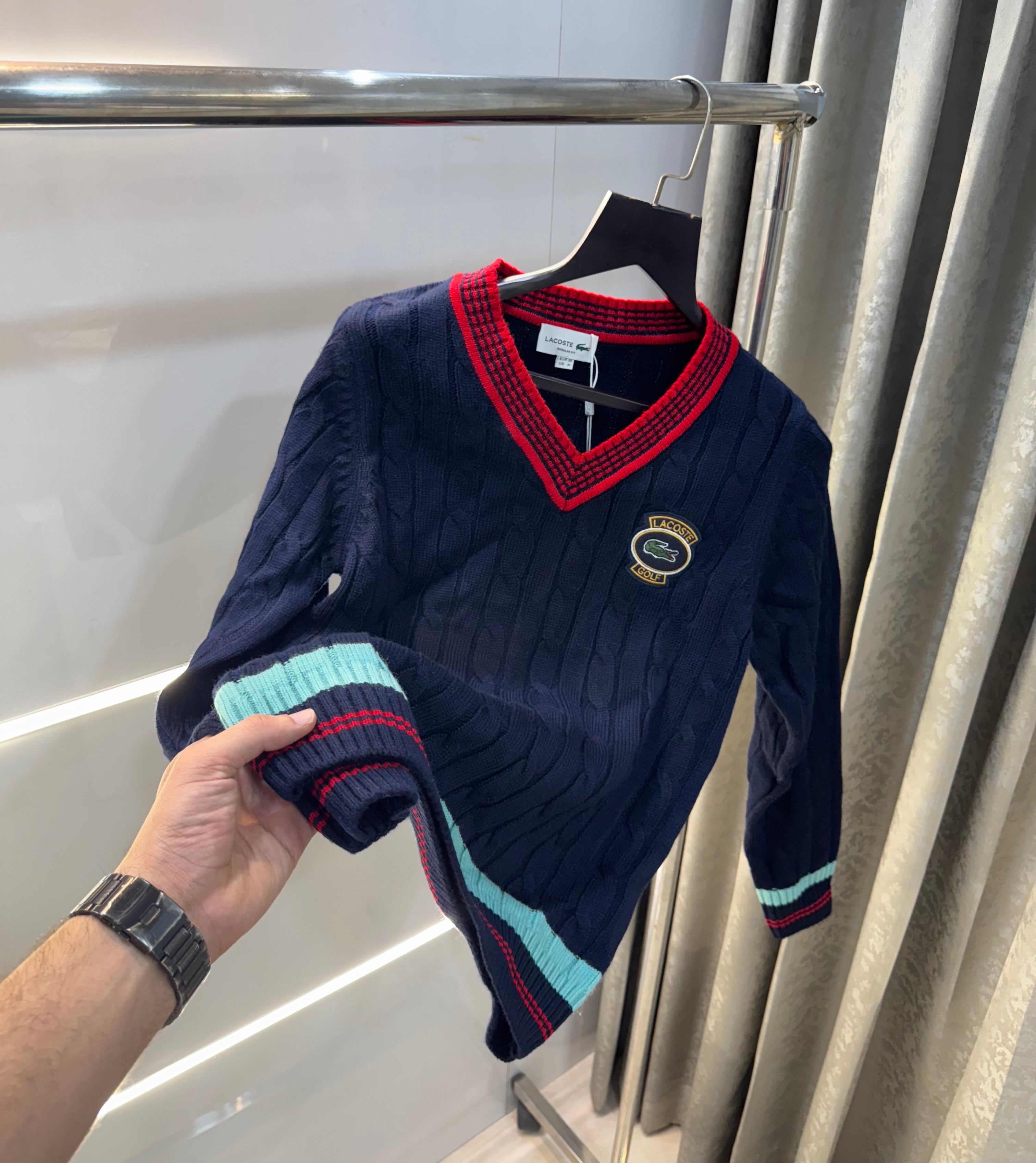 Lacost e Navy Blue Imported Knitted Pull Over Main image