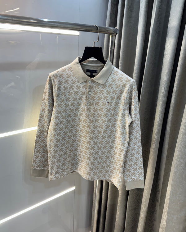 Tomm y Hilfiger Beige Full Sleeve Polo T-Shirt
