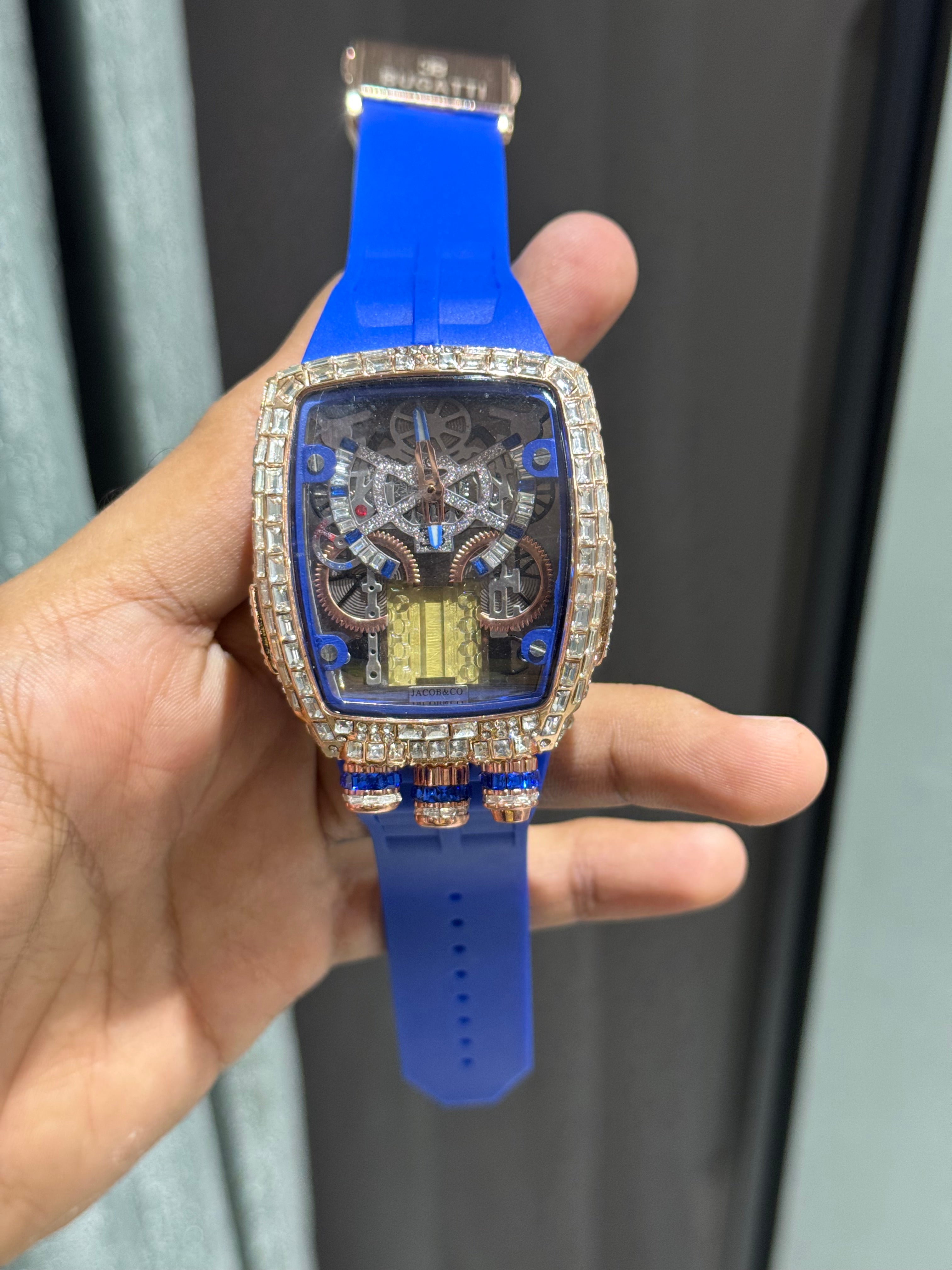 Jacob & Co. Bugatt i Copper Blue Diamond Tourbillon Premium Quartz Watch