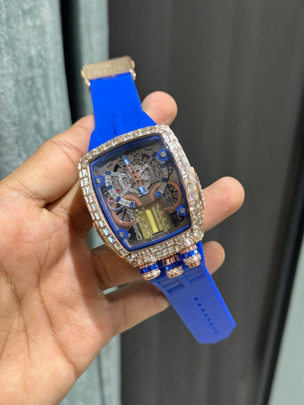 Jacob & Co. Bugatt i Copper Blue Diamond Tourbillon Premium Quartz Watch