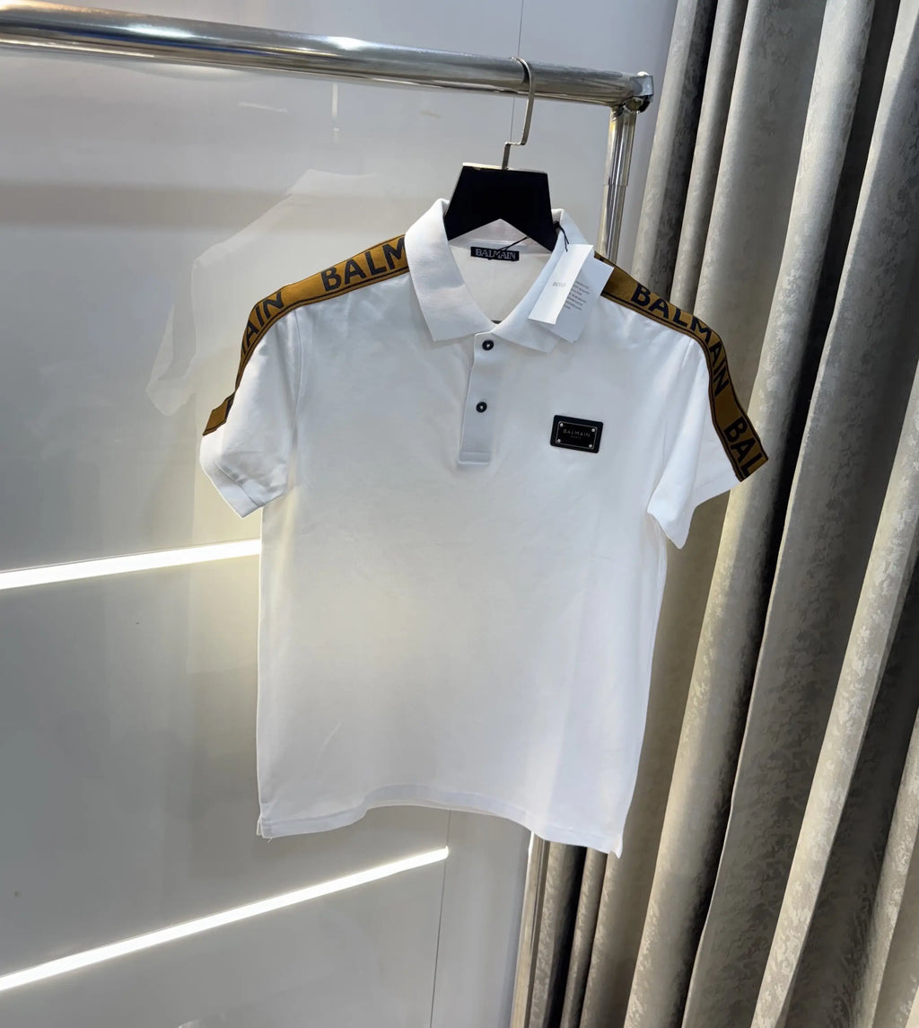 Balmai n Paris White Logo Work Imported Polo T-Shirt