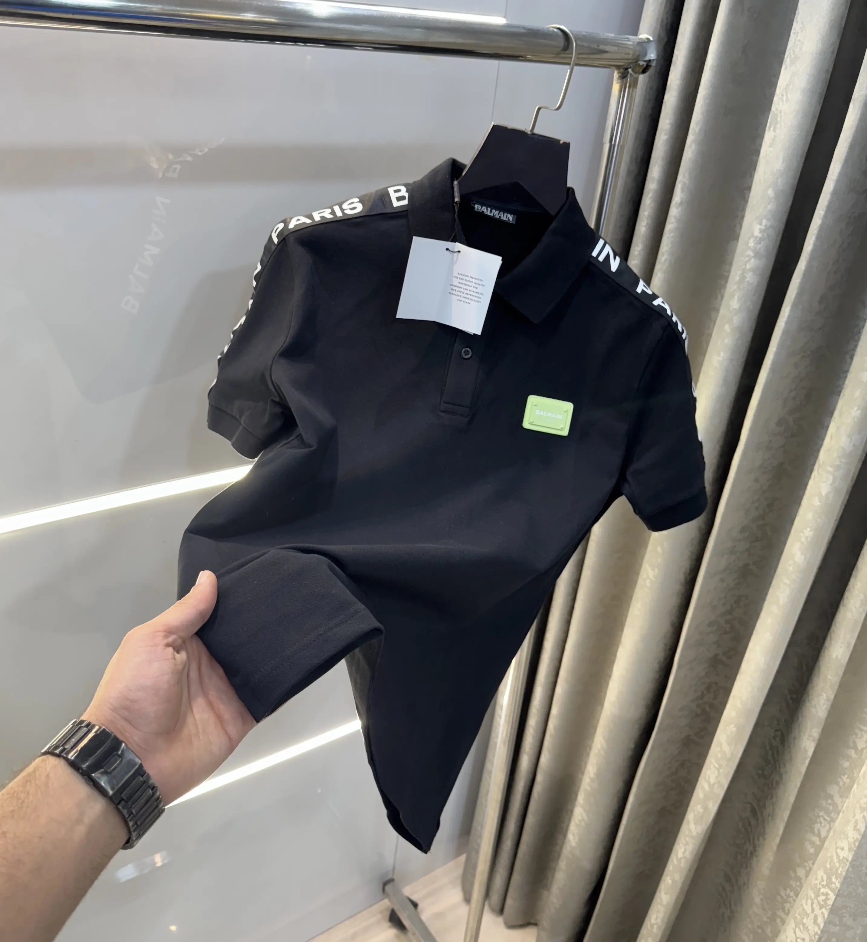 Balmai n Paris Black Logo Work Imported Polo T-Shirt