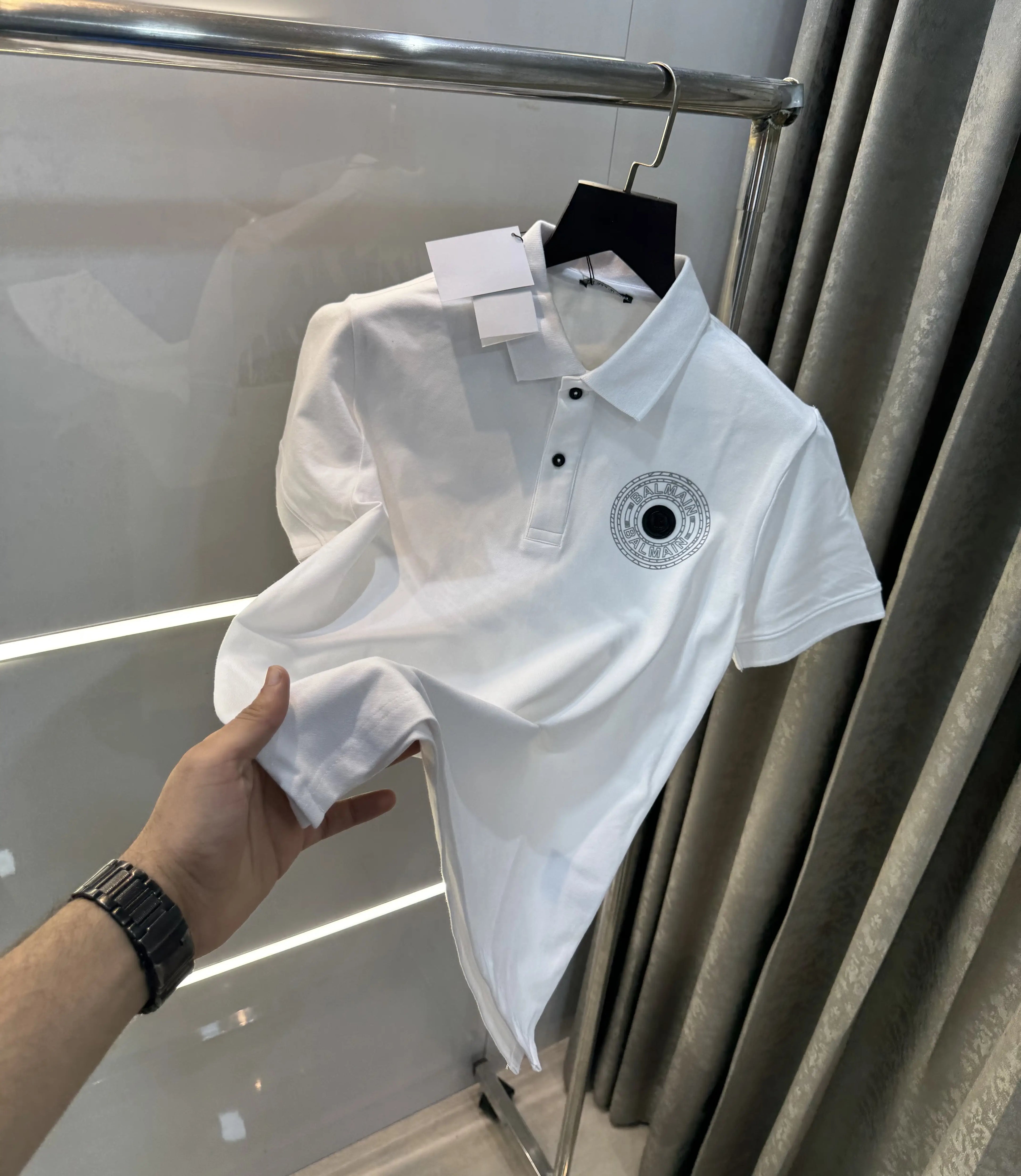 Balmai n Paris White Logo Work Imported Polo T-Shirt
