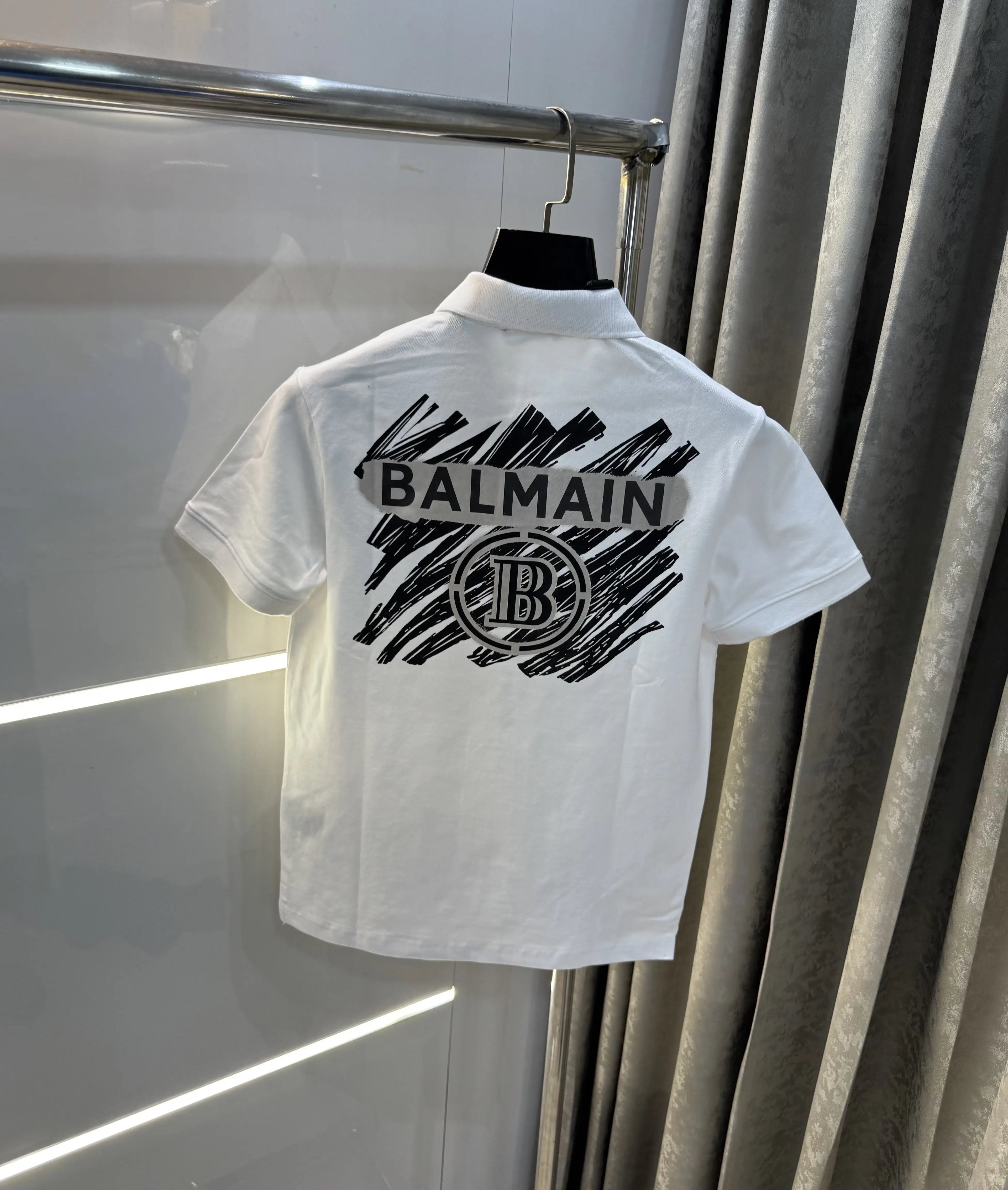 Balmai n Paris White Logo Work Imported Polo T-Shirt