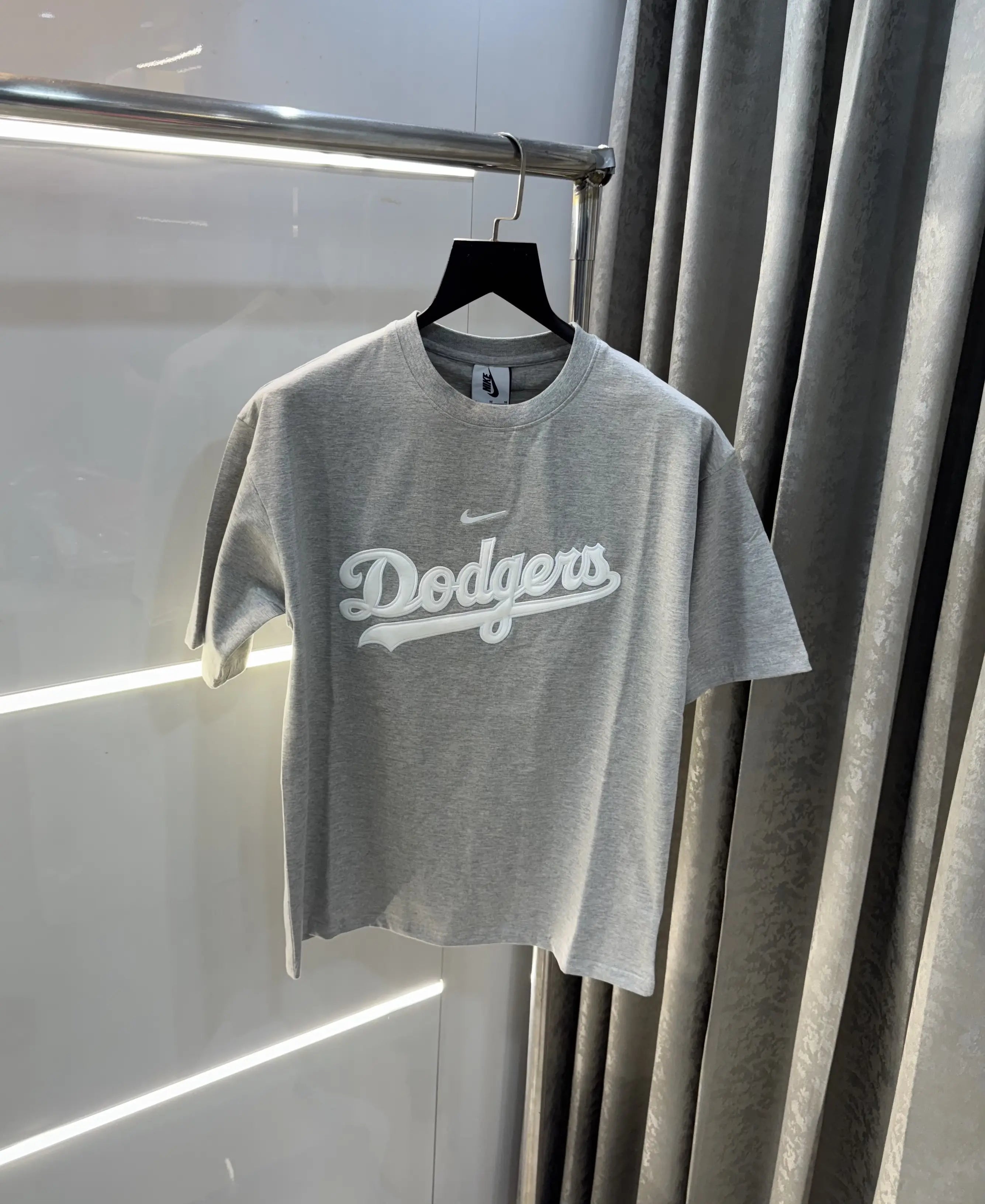 Nik e Grey Embroidery Logo Imported Oversized T-Shirt Main image