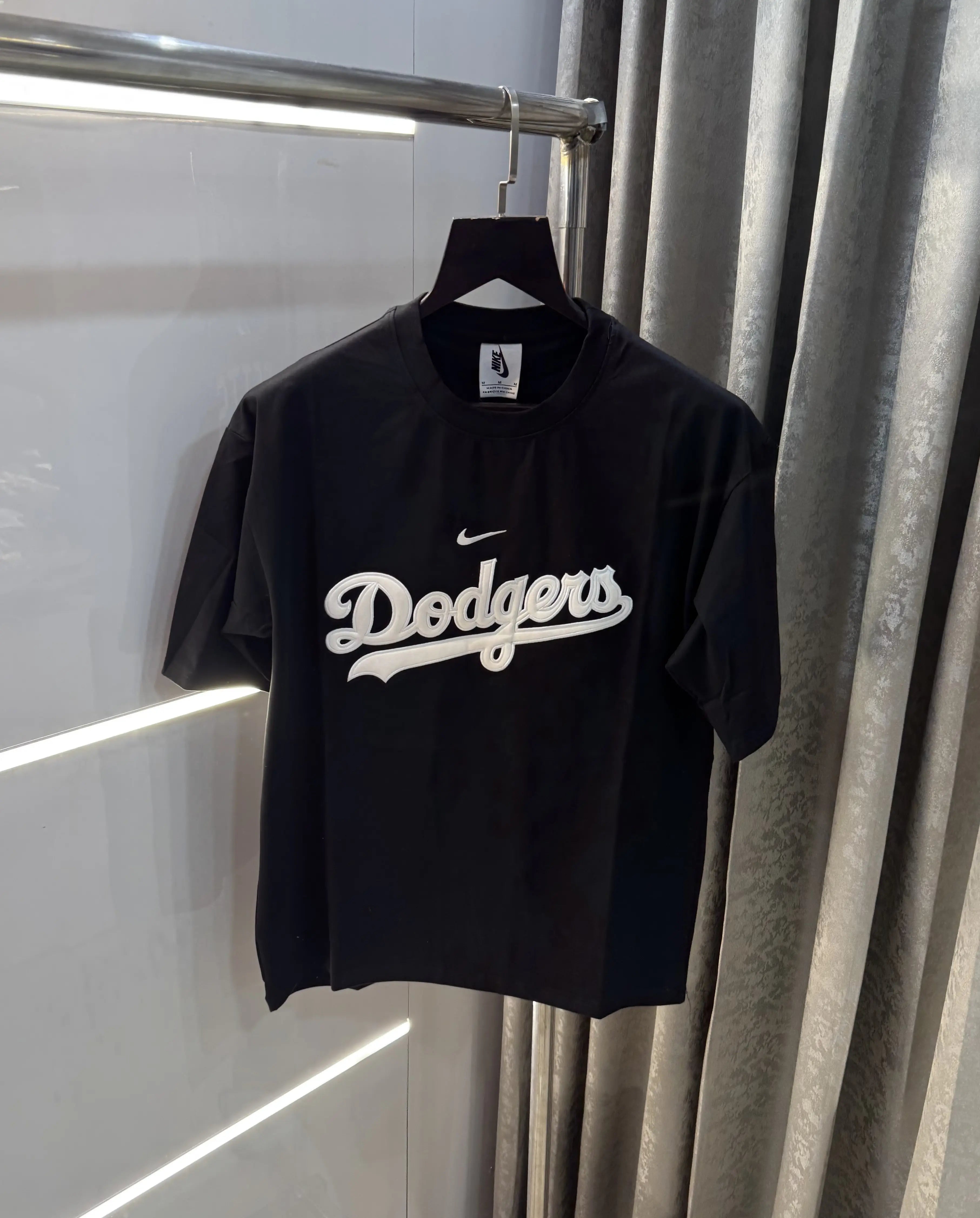 Nik e Black Embroidery Logo Imported Oversized T-Shirt Main image