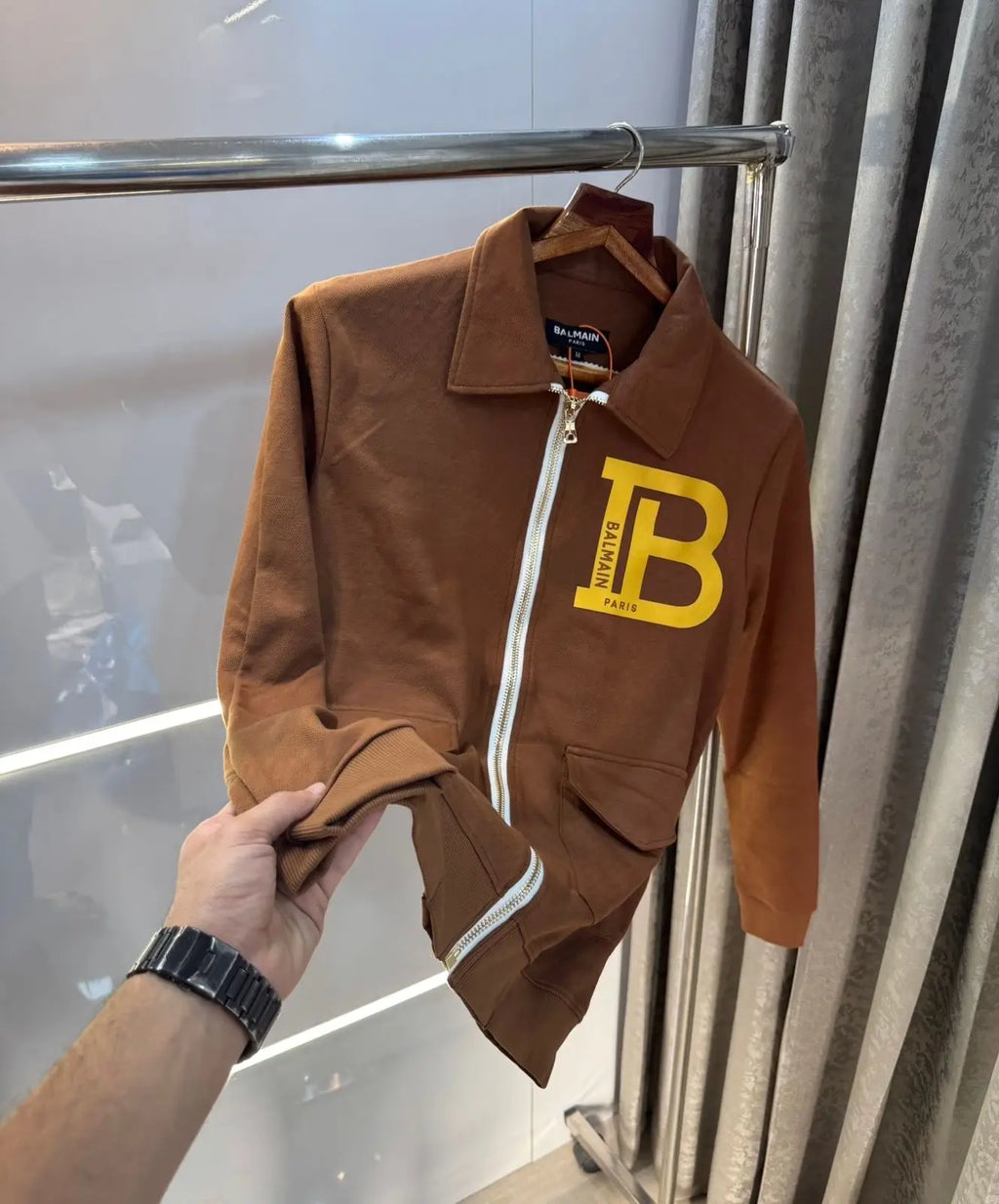 Balmai n Paris Brown Logo Imported  Jacket