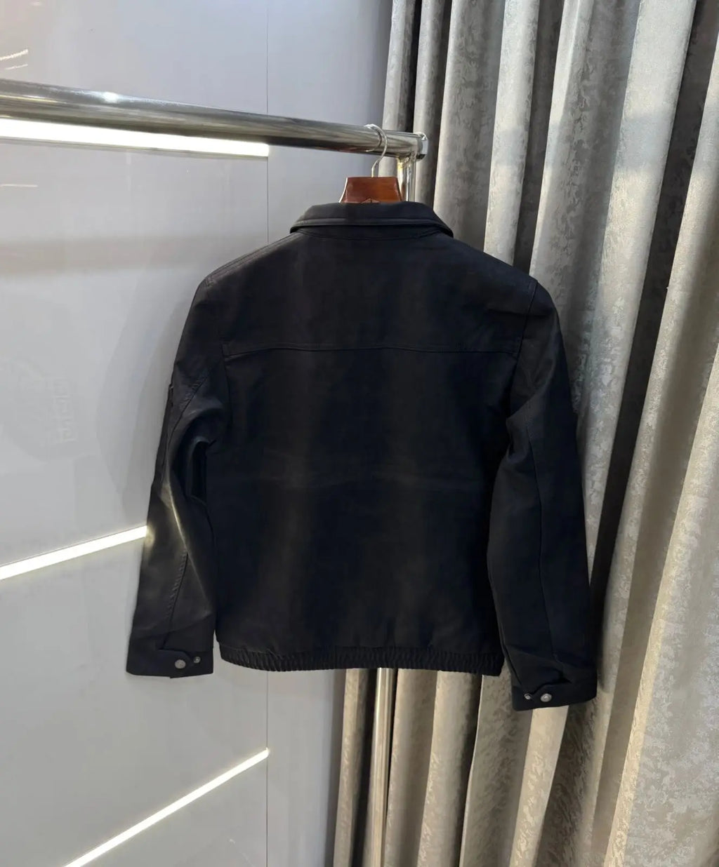 Balmai n Paris Black  Logo Imported Leather Jacket
