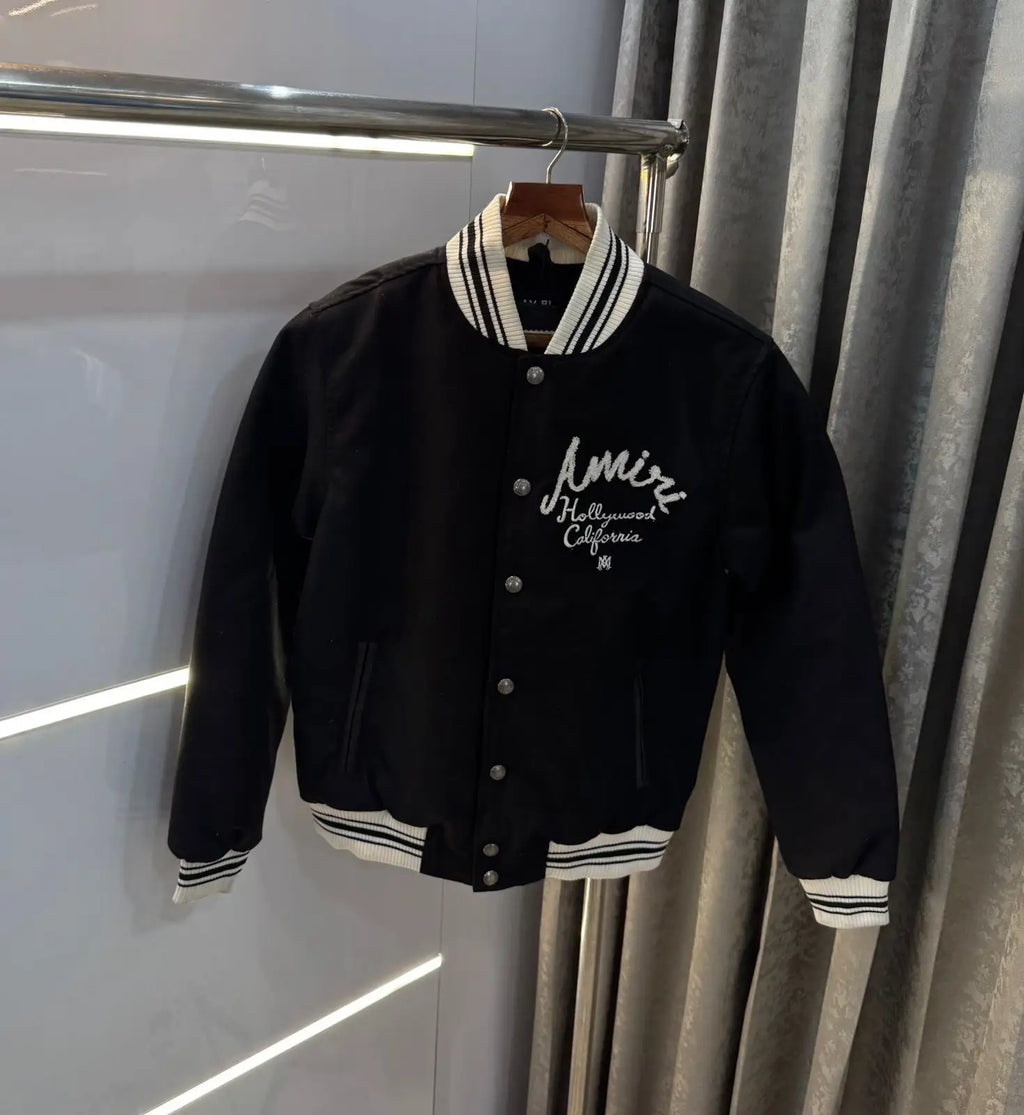 Amir i black embroidery logo bomber  Imported Jacket