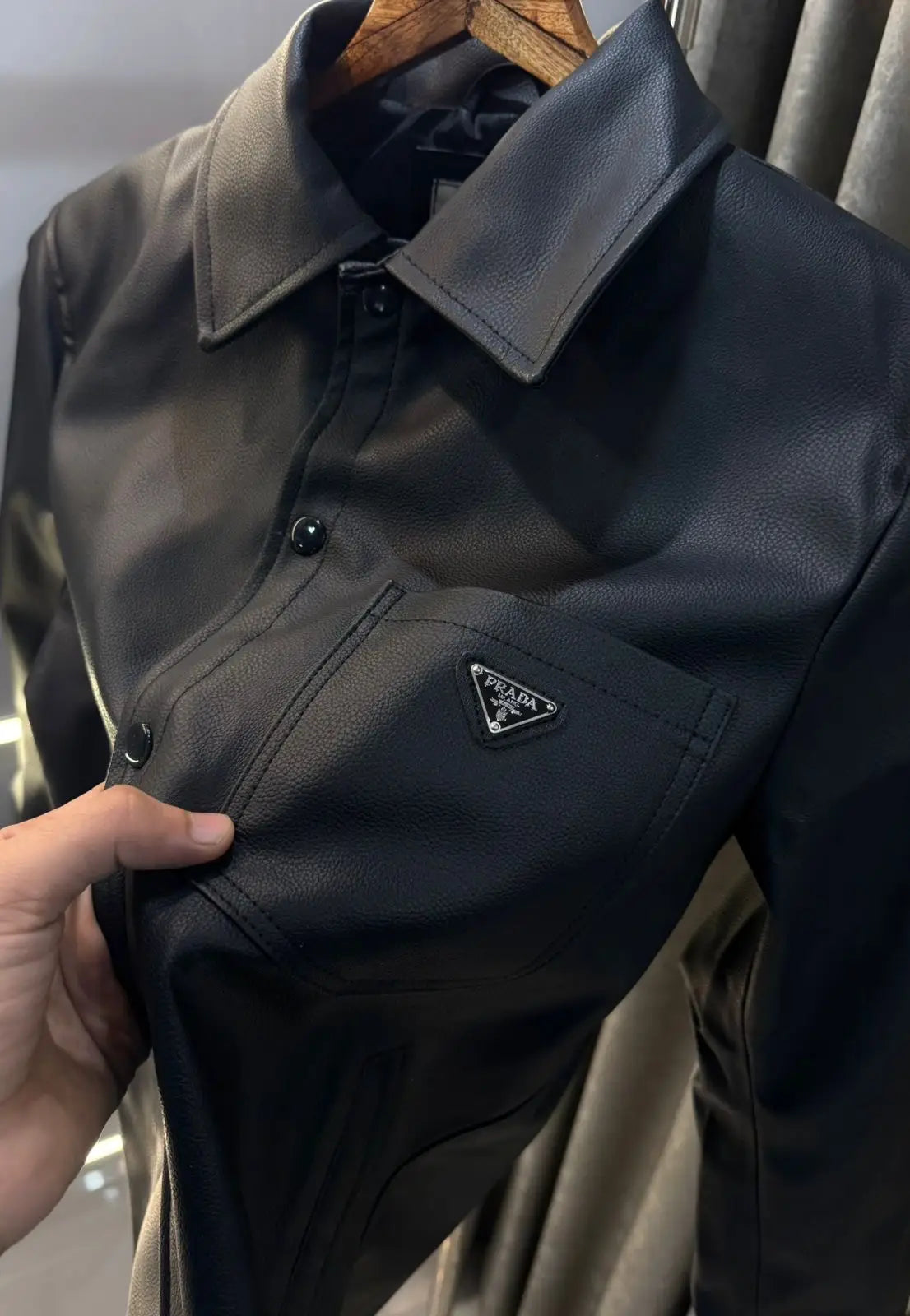 Prad a Milano Black Imported leather Jacket