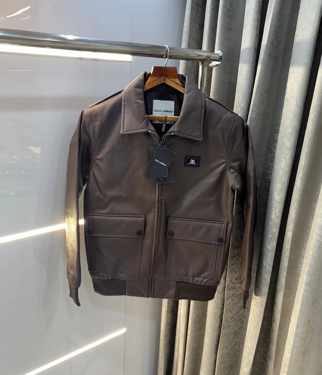 Dolce&gabban a wine  imported leather Jacket