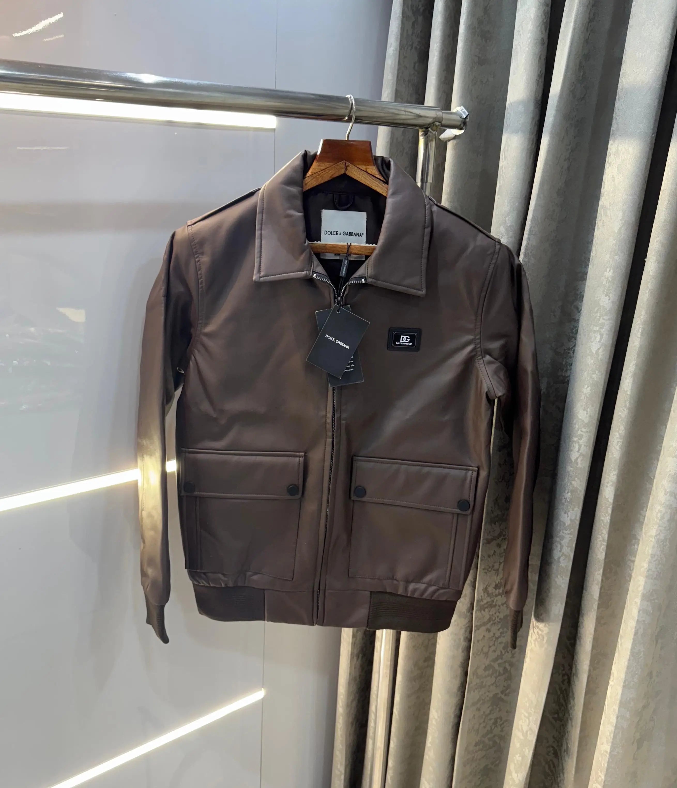 Dolce&gabban a wine  imported leather Jacket