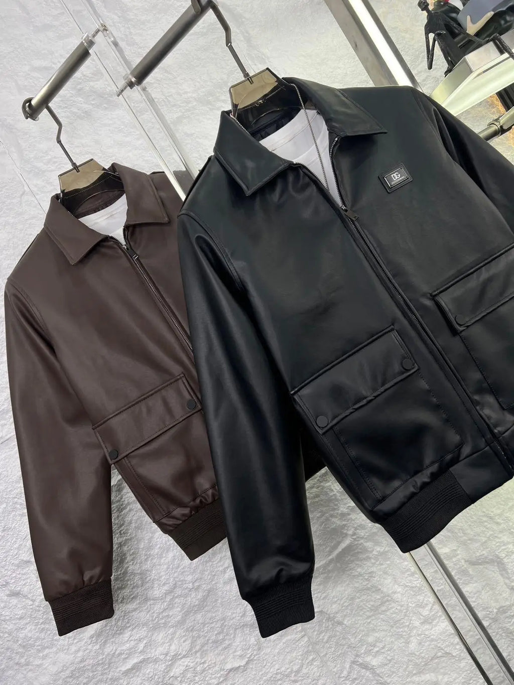 Dolce&gabban a wine  imported leather Jacket