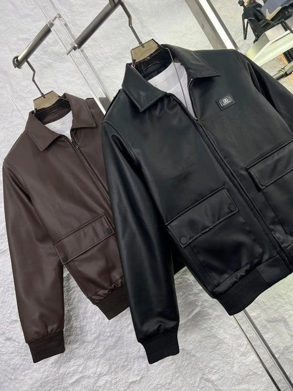 Dolce&gabban a wine  imported leather Jacket