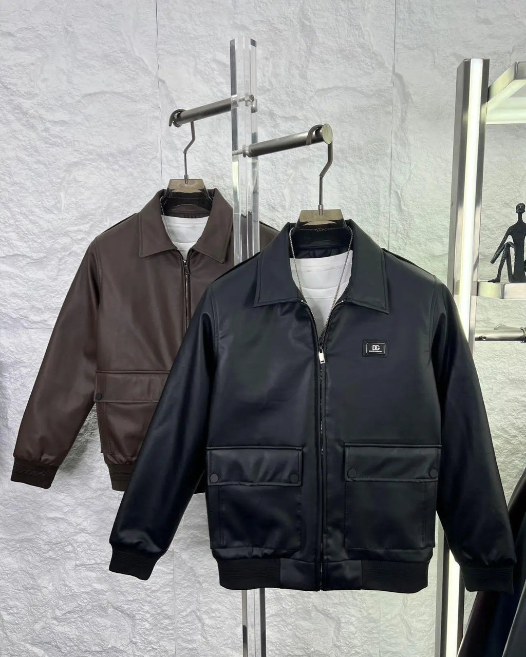 Dolce&gabban a wine  imported leather Jacket
