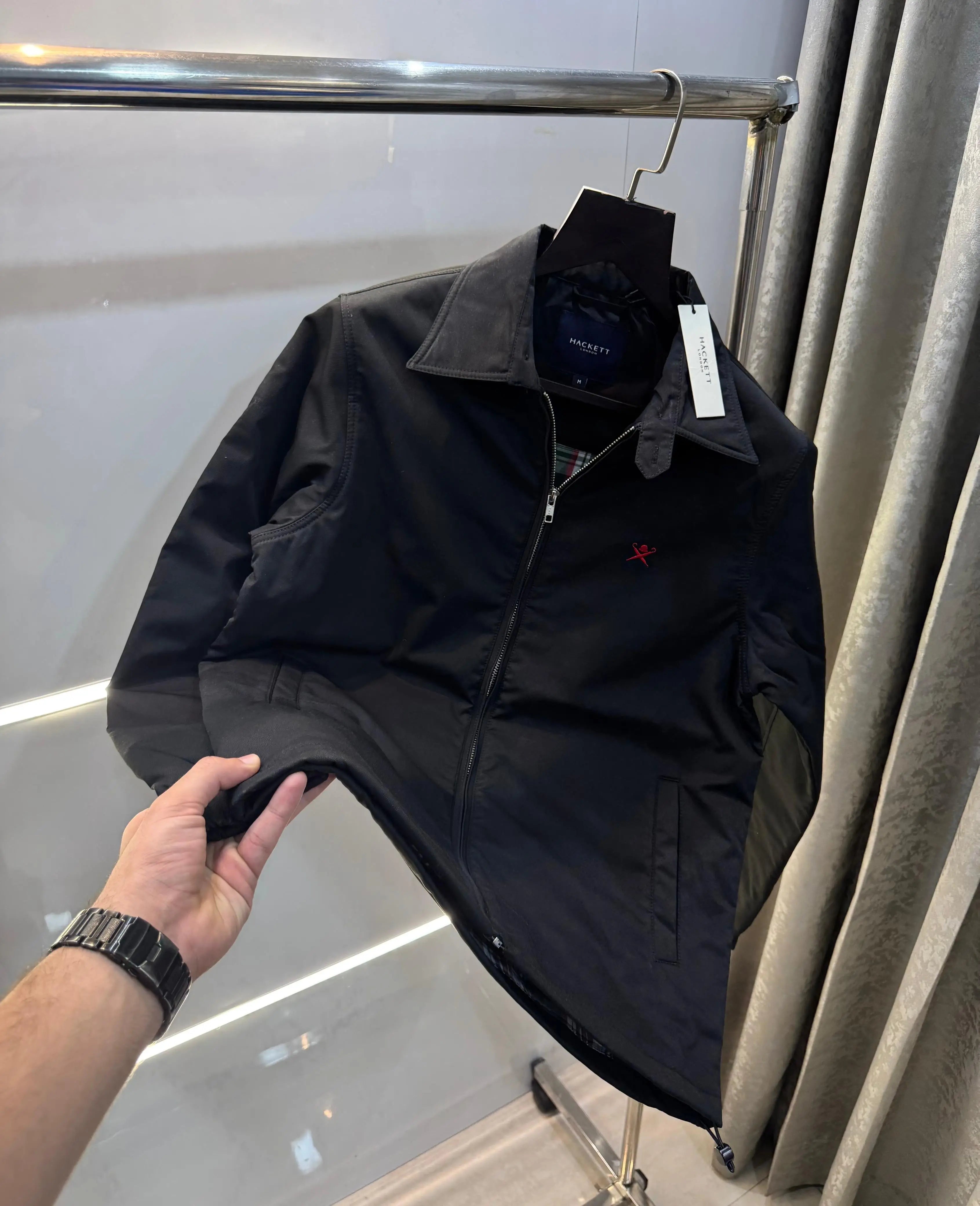 Hacket London Black  Premium Heavy bombbar Jacket
