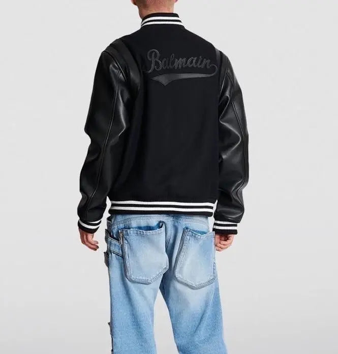 Balmai n Paris Black Embroidery Logo Imported Premium jacket