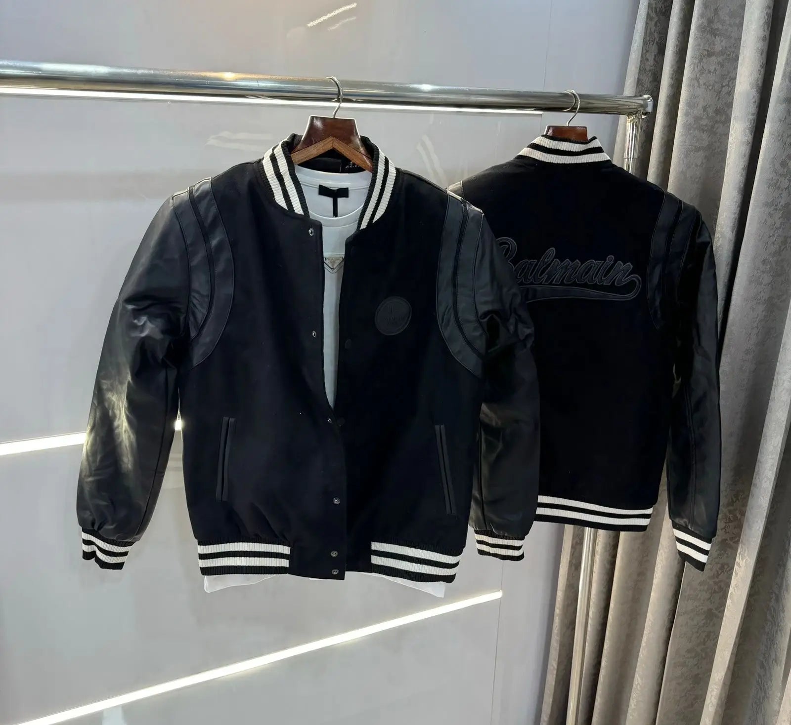 Balmai n Paris Black Embroidery Logo Imported Premium jacket