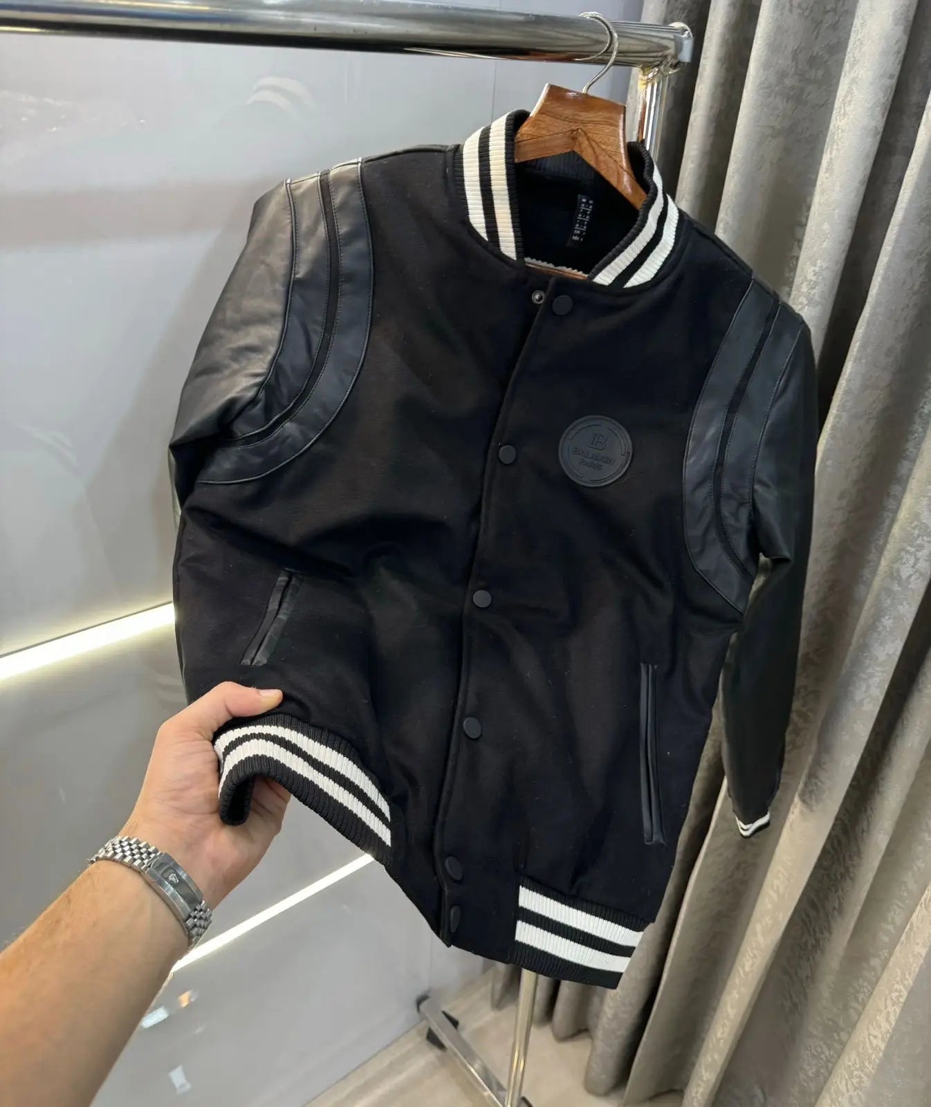 Balmai n Paris Black Embroidery Logo Imported Premium jacket