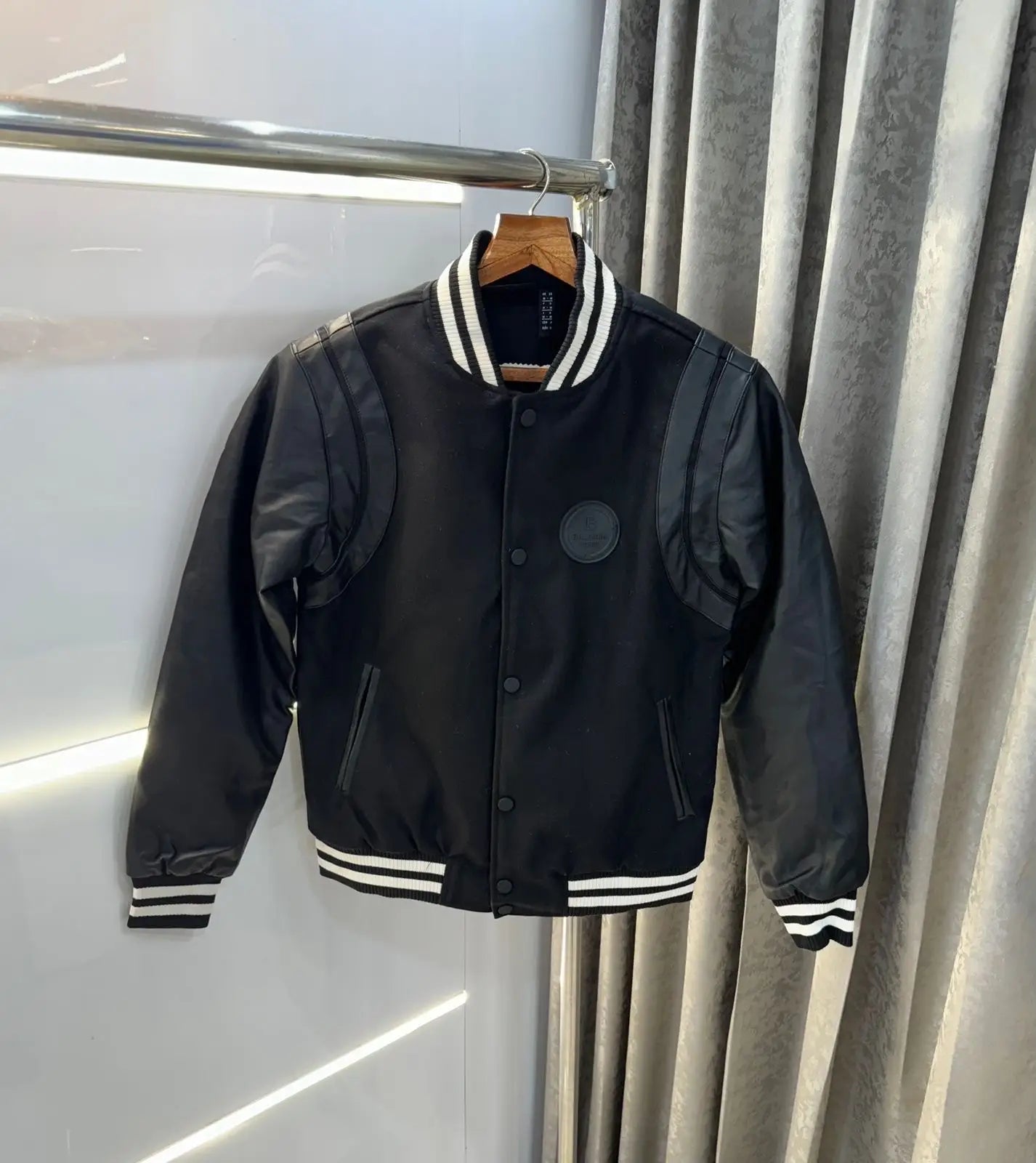 Balmai n Paris Black Embroidery Logo Imported Premium jacket