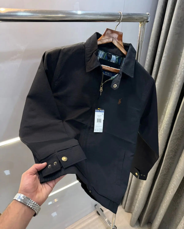 Ralp h Lauren Black  Embroidery Logo Premium Bomber Jacket
