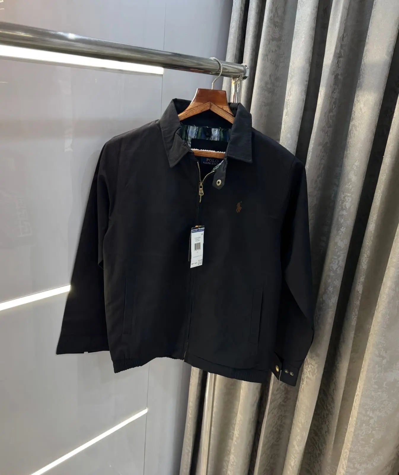 Ralp h Lauren Black  Embroidery Logo Premium Bomber Jacket