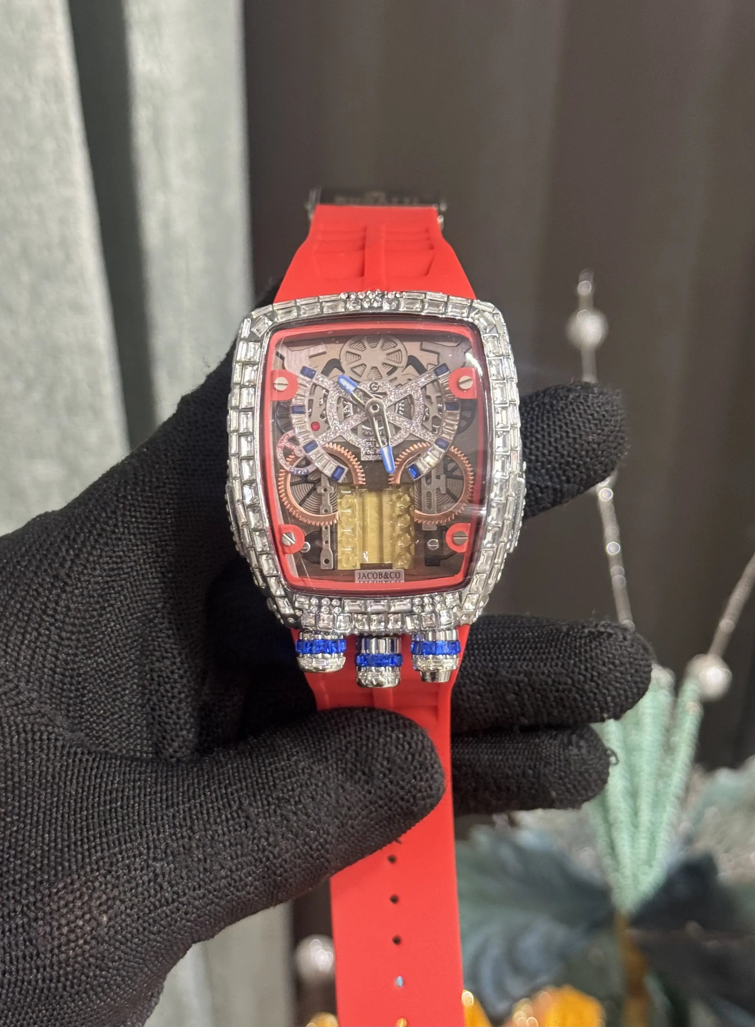 Jacob & Co. Bugatt i Silver Red Tourbillon Premium Quartz Watch