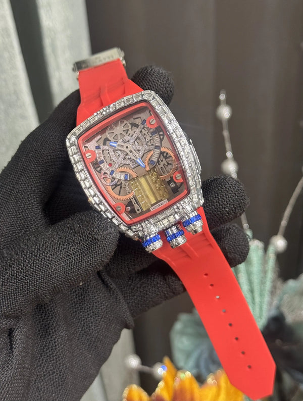 Jacob & Co. Bugatt i Silver Red Tourbillon Premium Quartz Watch
