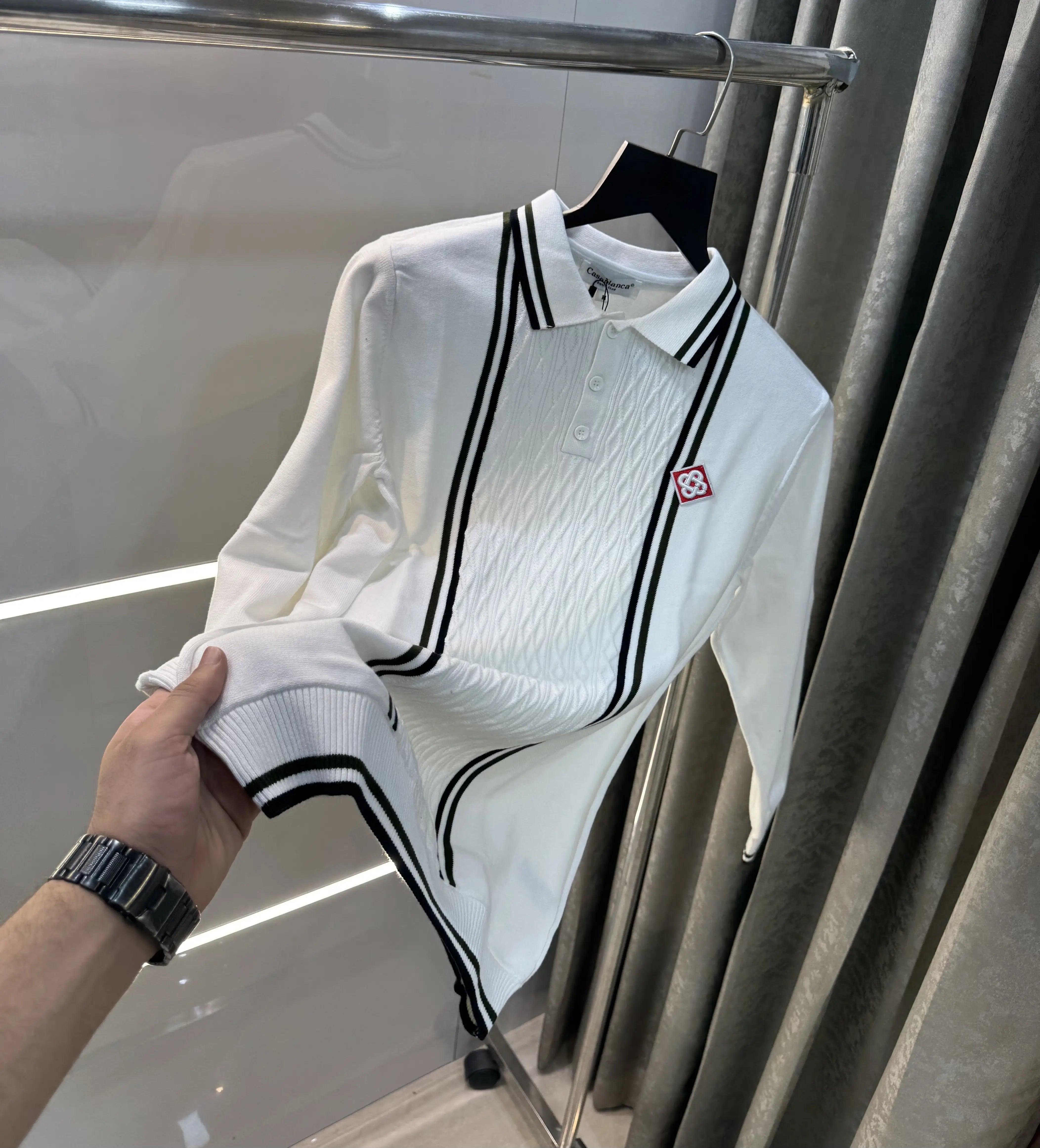 Casablanca White Imported Knitted Polo T-Shirt Main image