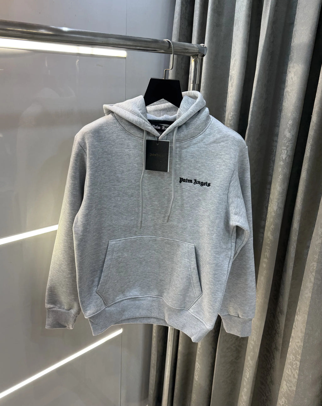 Palm Angels Grey Embroidery Logo Imported Hoodie