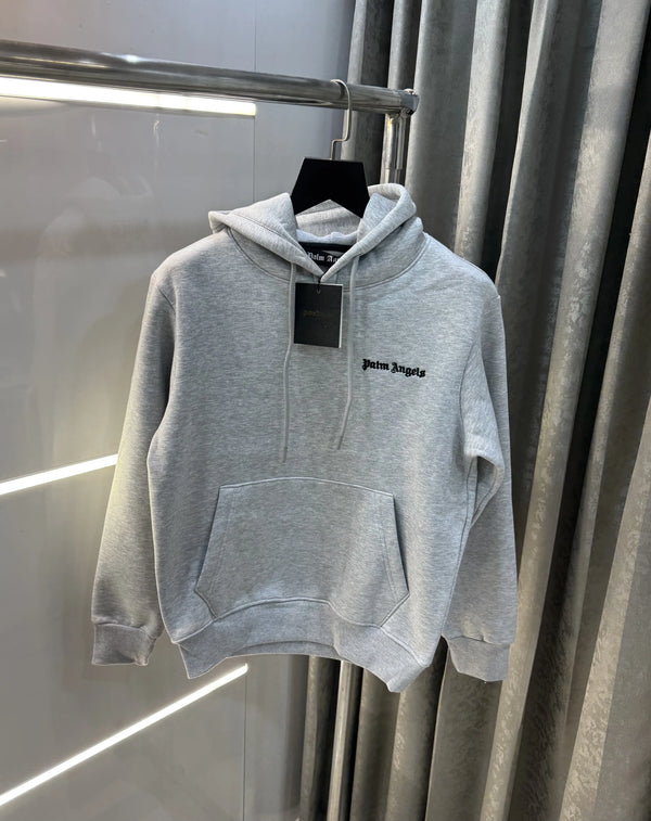 Palm Angels Grey Embroidery Logo Imported Hoodie