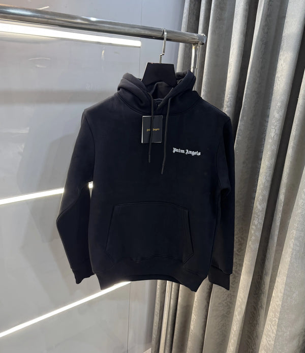 Palm Angels Black Embroidery Logo Imported Hoodie