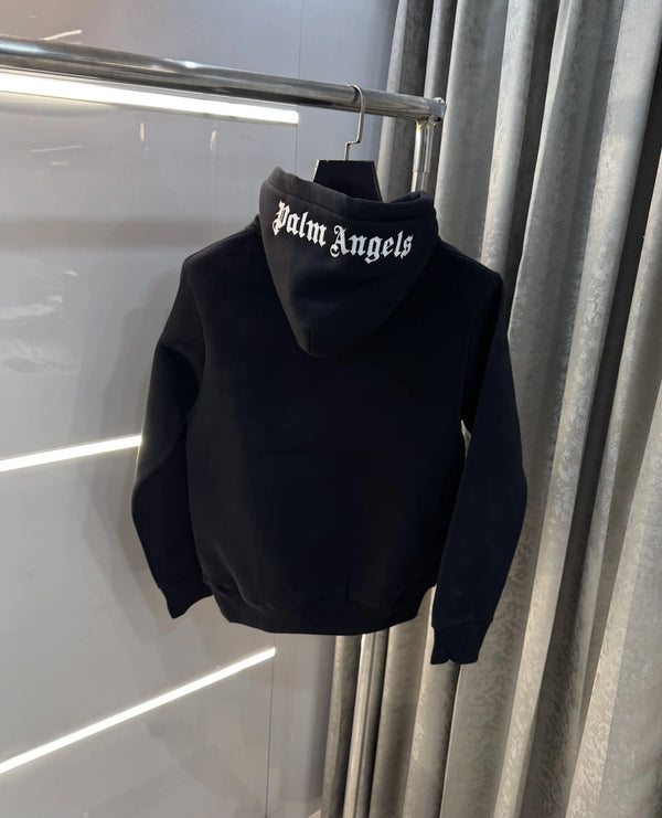 Palm Angels Black Embroidery Logo Imported Hoodie