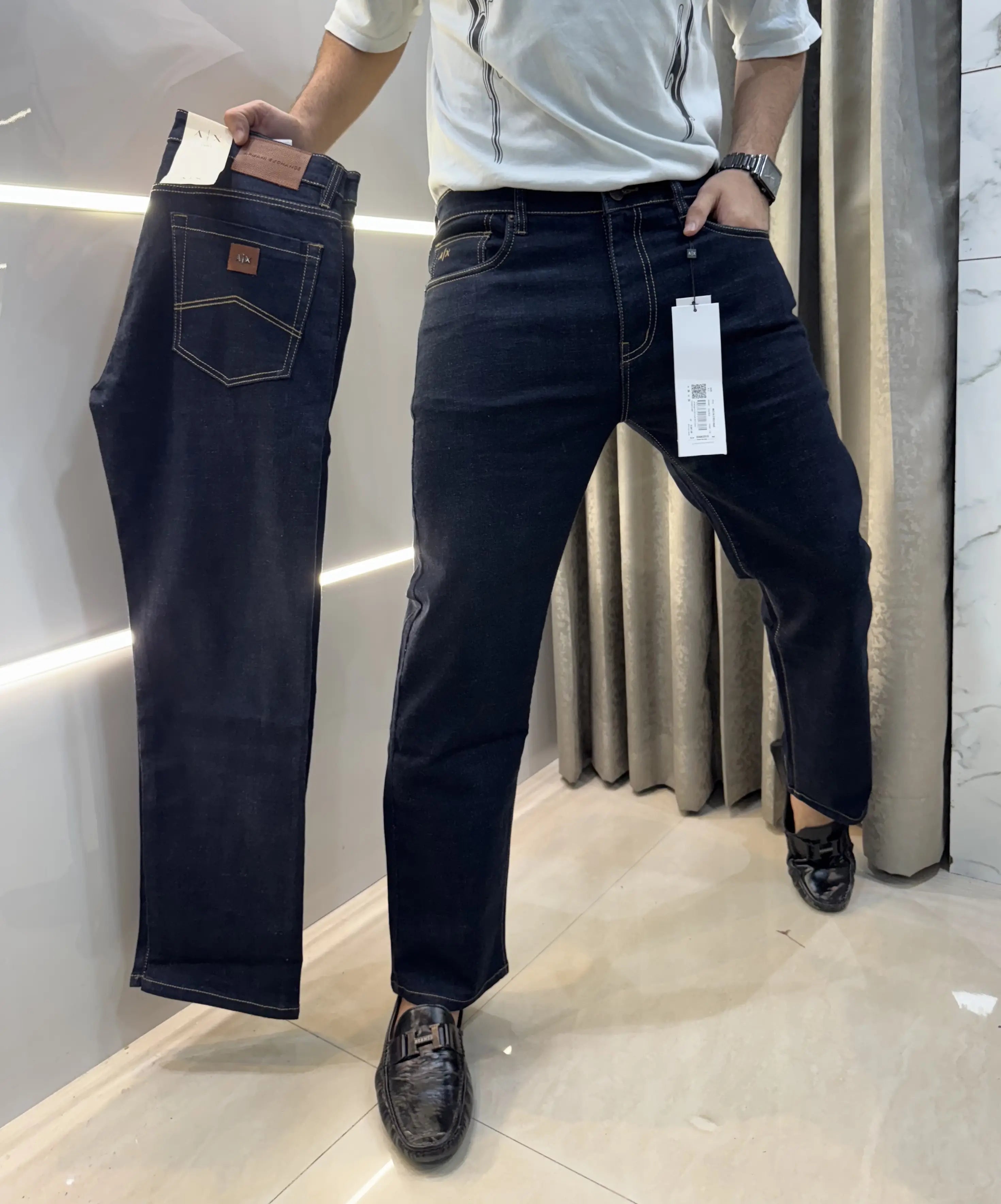 Arman i EXchang e patch  Navy Blue Raw Wash Imported Denim