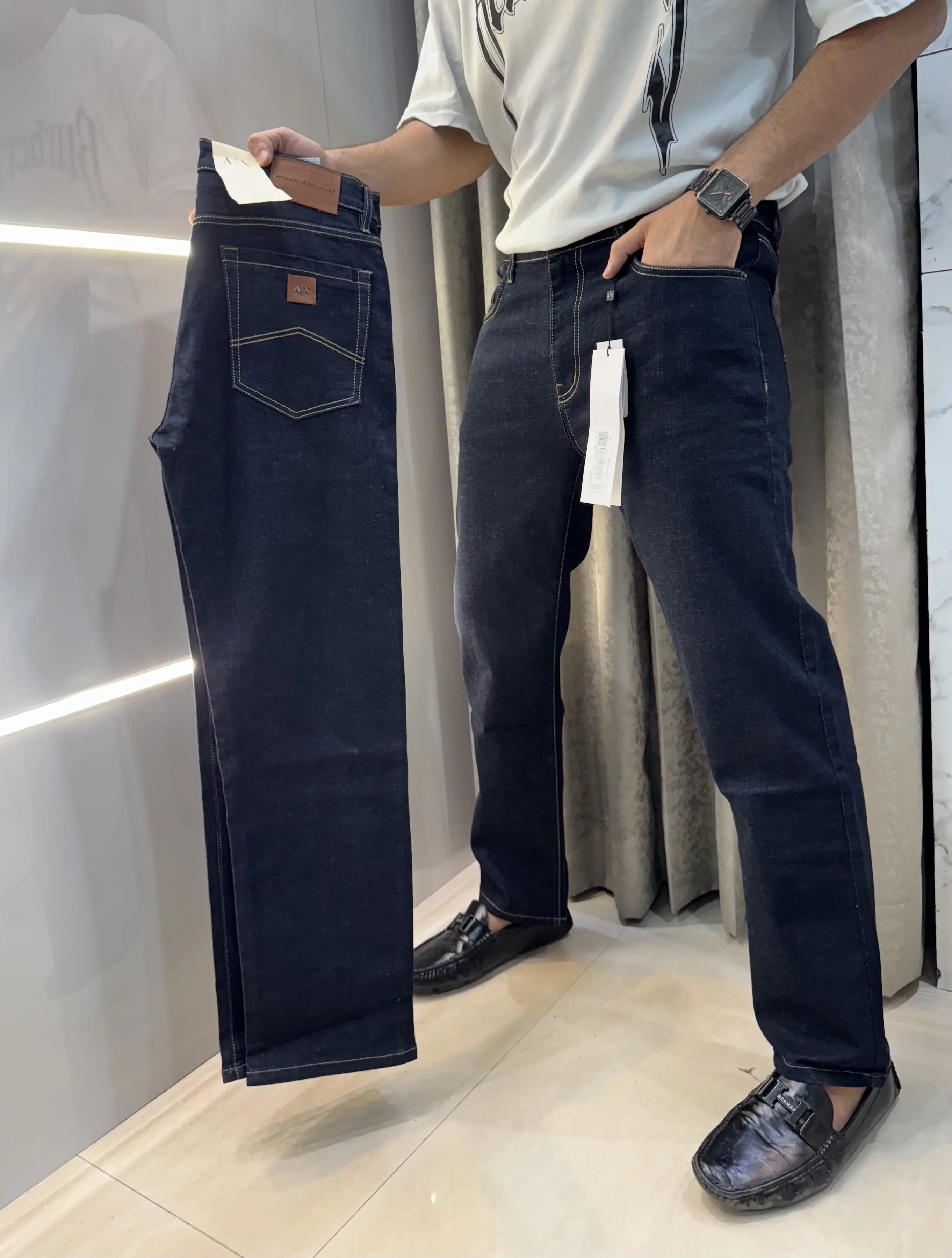 Arman i EXchang e patch  Navy Blue Raw Wash Imported Denim