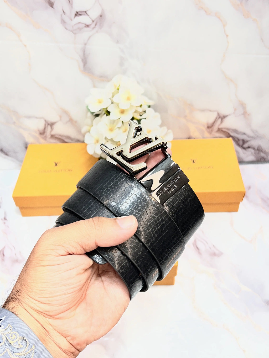 LV LOUIS VUITTON PREMIUM QUALITY IMPORTED REVERSIBLE BELT WITH OG BOX LV-212