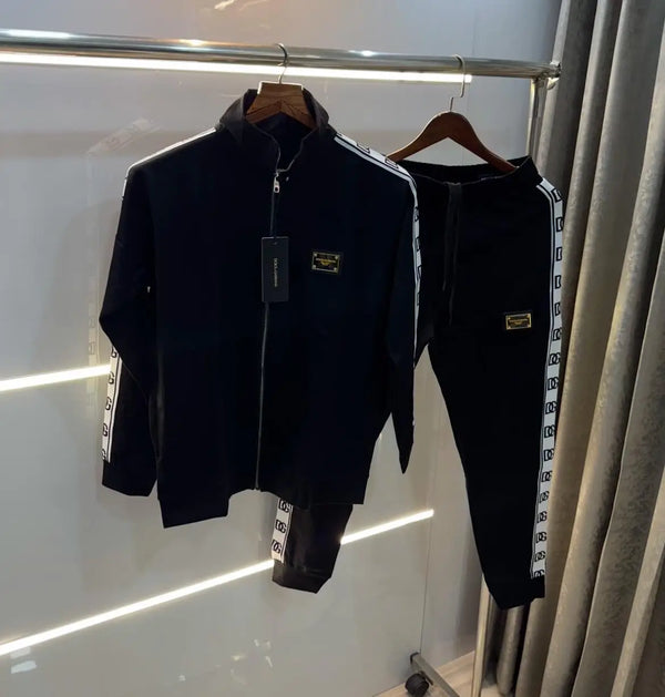 Dolce& Gabbana Black  Embroidery Logo Imported Tracksuit With Brand Carry Bag