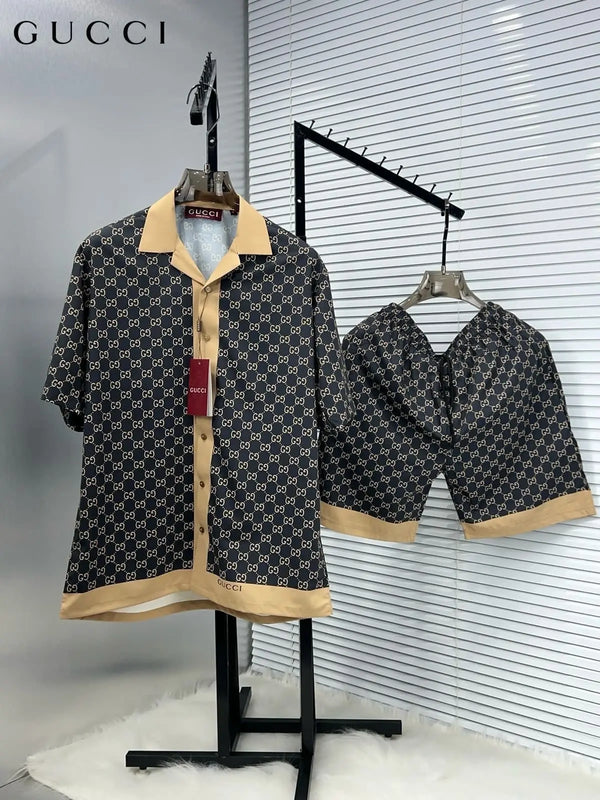 Gucc i Black  Logo Print Premium Cord Set