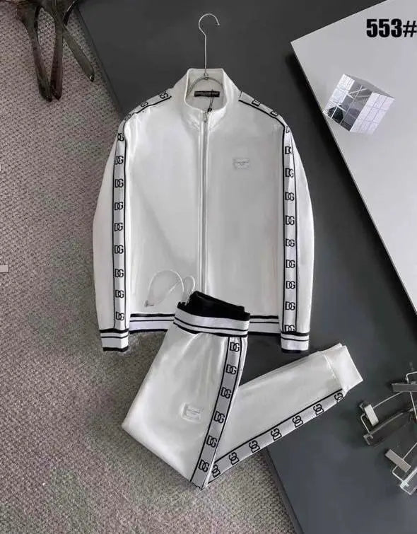 Dolce& Gabbana White  Embroidery Logo Imported Tracksuit With Brand Carry Bag