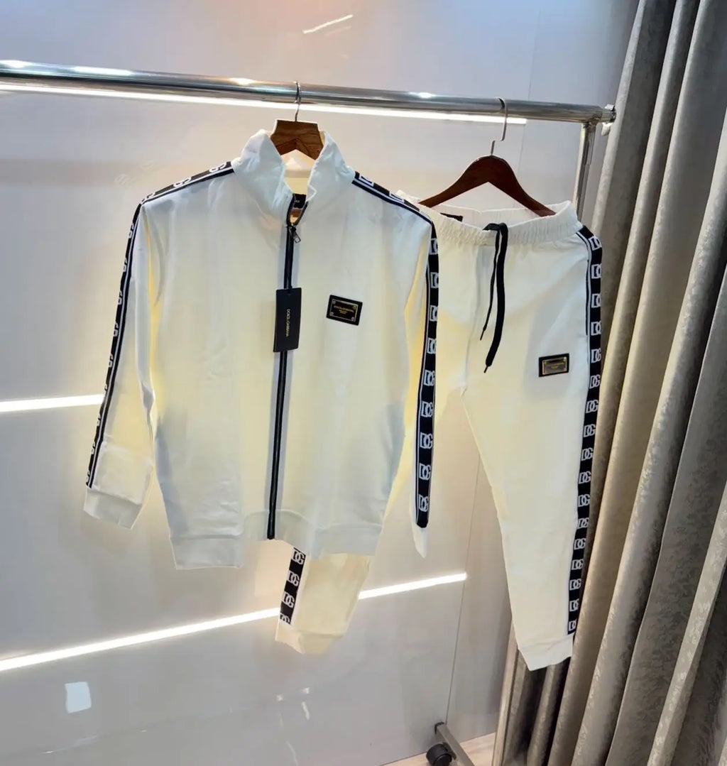 Dolce& Gabbana White  Embroidery Logo Imported Tracksuit With Brand Carry Bag