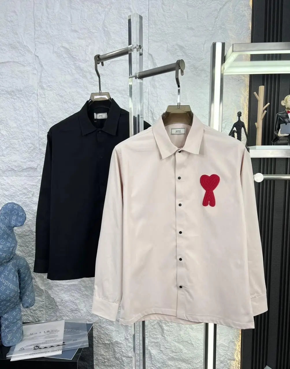 Ami Paris Cream Embroidery Logo Imported Shirt Main image